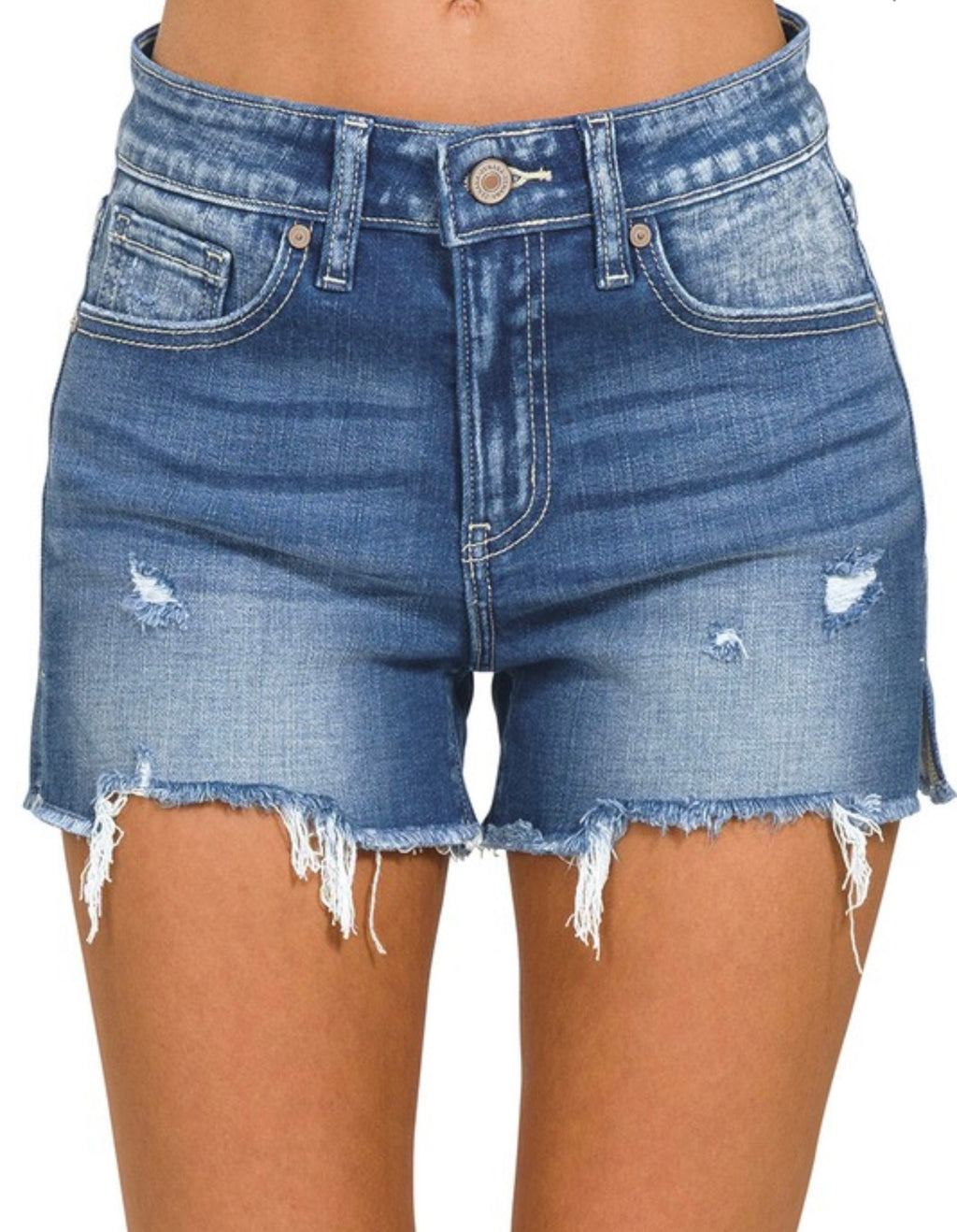 Raw Frayed Cutoff Denim Shorts