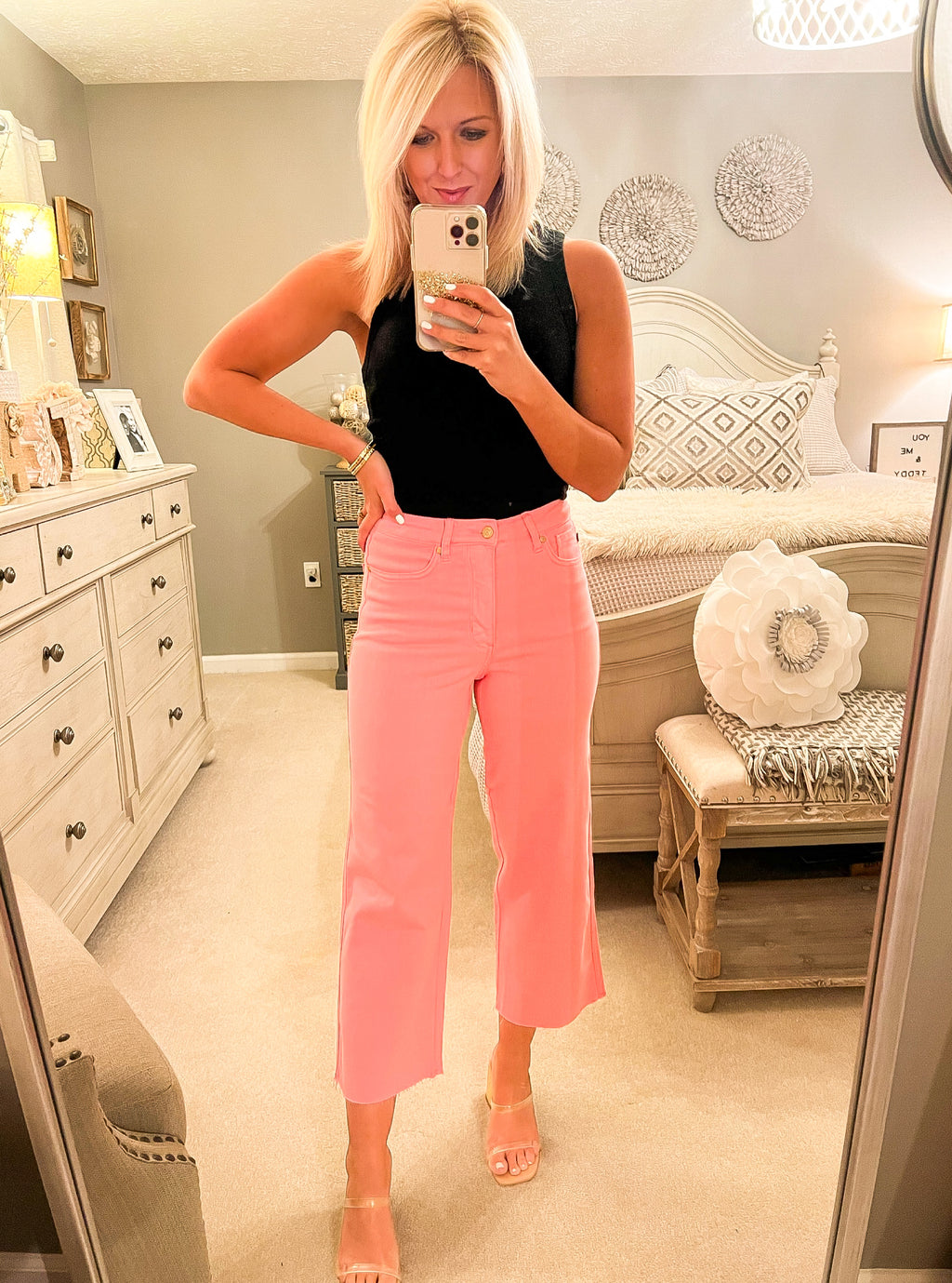 Pink Cropped Judy Blue Jeans