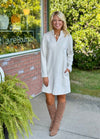 Cream Herringbone Shift Dress