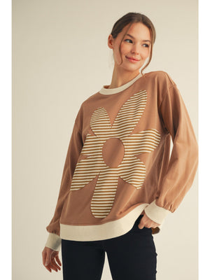 Stripe Floral Patch Top
