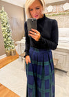 Plaid A-Line Pleated Maxi Skirt