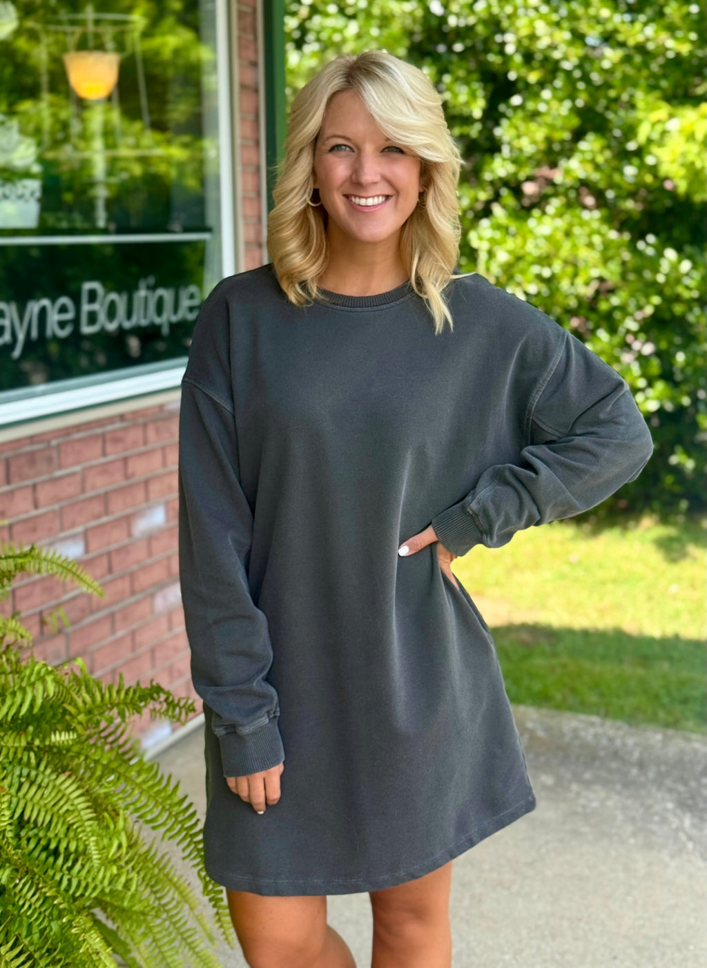 Washed Grey Tunic Dress