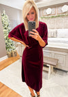 Kimono Sleeve Velvet Midi Dress