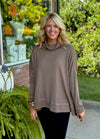 Mocha Brown Cowl Neck Tunic Top