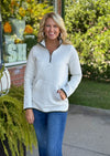 Quilted 1/4 Zip Pullover with Olive Piping Detail