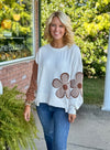 Brown & Cream Flower Patch Top