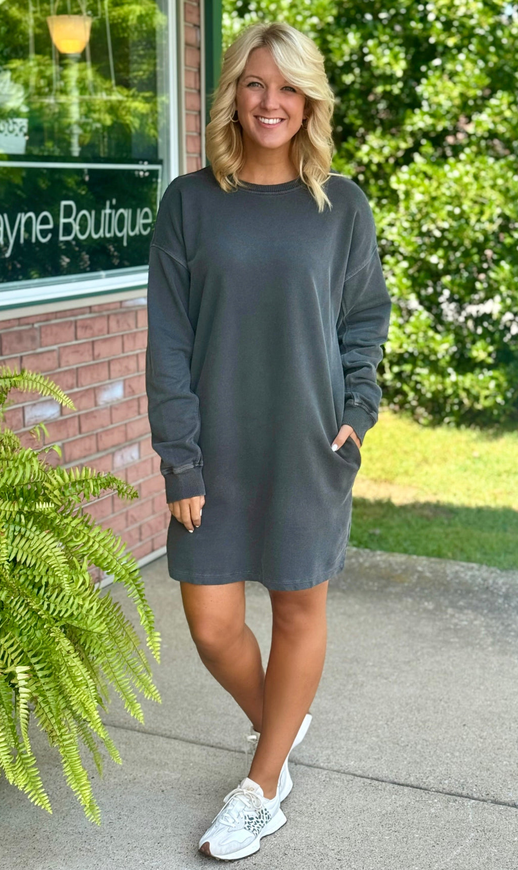 Washed Grey Tunic Dress