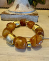 Brown Acrylic & Gold Beaded Bracelet