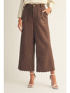 Brown Suede Pant with Scallop Detail