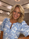 Blue Flower Jacquard Dress