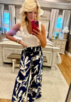 Floral Wide Leg Pant with Smocked Waist