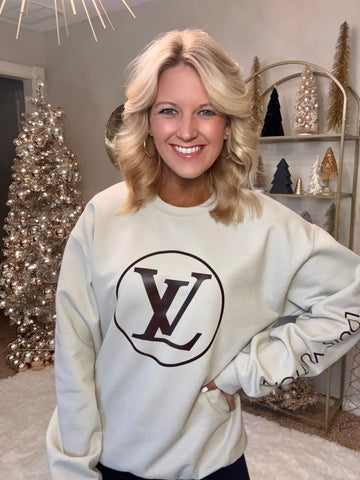 LV Custom Sweatshirt (Cream with Brown) *Pre-order* – Jaded Layne