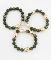 Stone & Gold Bracelet Sets with Rhinestone Details (3 color options)