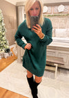 Hunter Green Long Sleeve Mini Sweater Dress