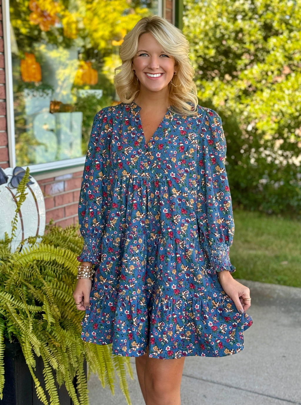 Dusty Blue Floral Dress