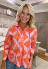Printed Collared Shirt with Pearl Button Details