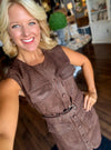 Sleeveless Animal Print Suede Dress