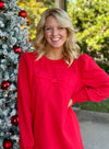 Red Textured Bow Dress