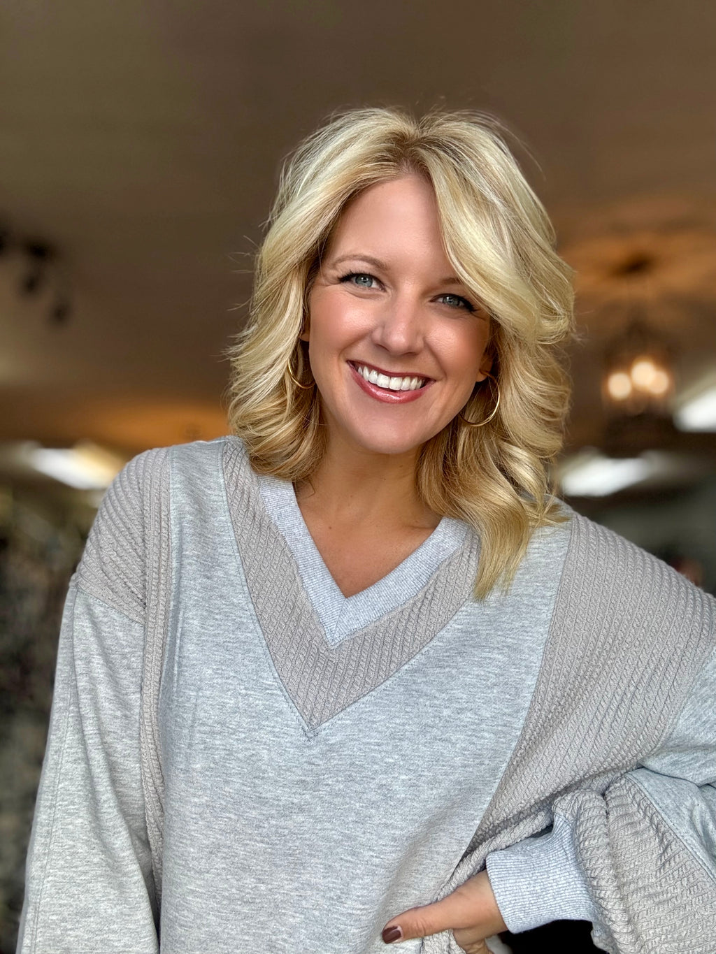 Heather Grey Mix Media Sweatshirt