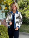 Denim & Stripe Cardigan Jacket