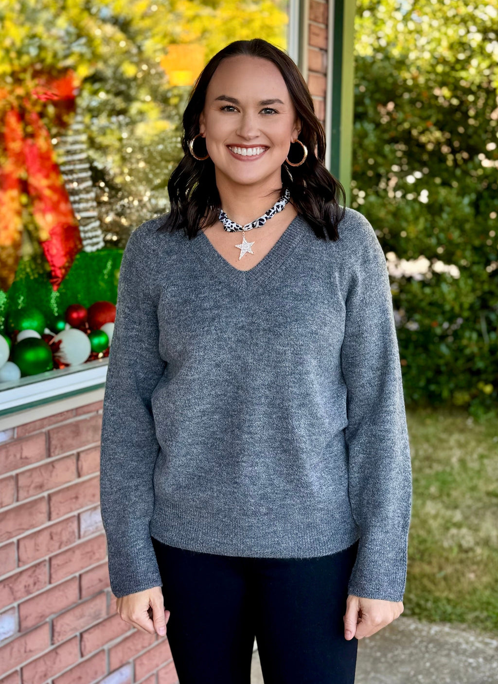 Charcoal Vneck Sweater