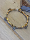 Grey & Gold Beaded Stretch Bracelet