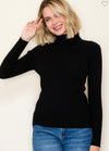 Black Ribbed Turtleneck Top