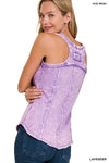 Lavender Crinkle Washed Tank