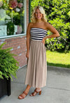 Strapless Stripe Mix Media Dress