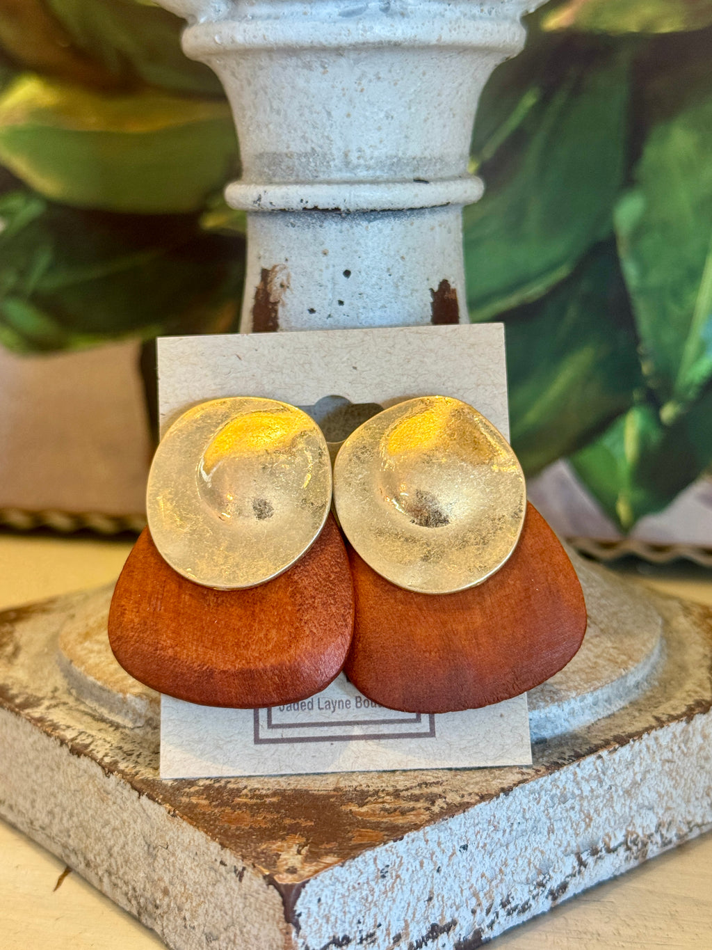 Wood & Gold Statement Earring