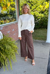 Brown Suede Pant with Scallop Detail