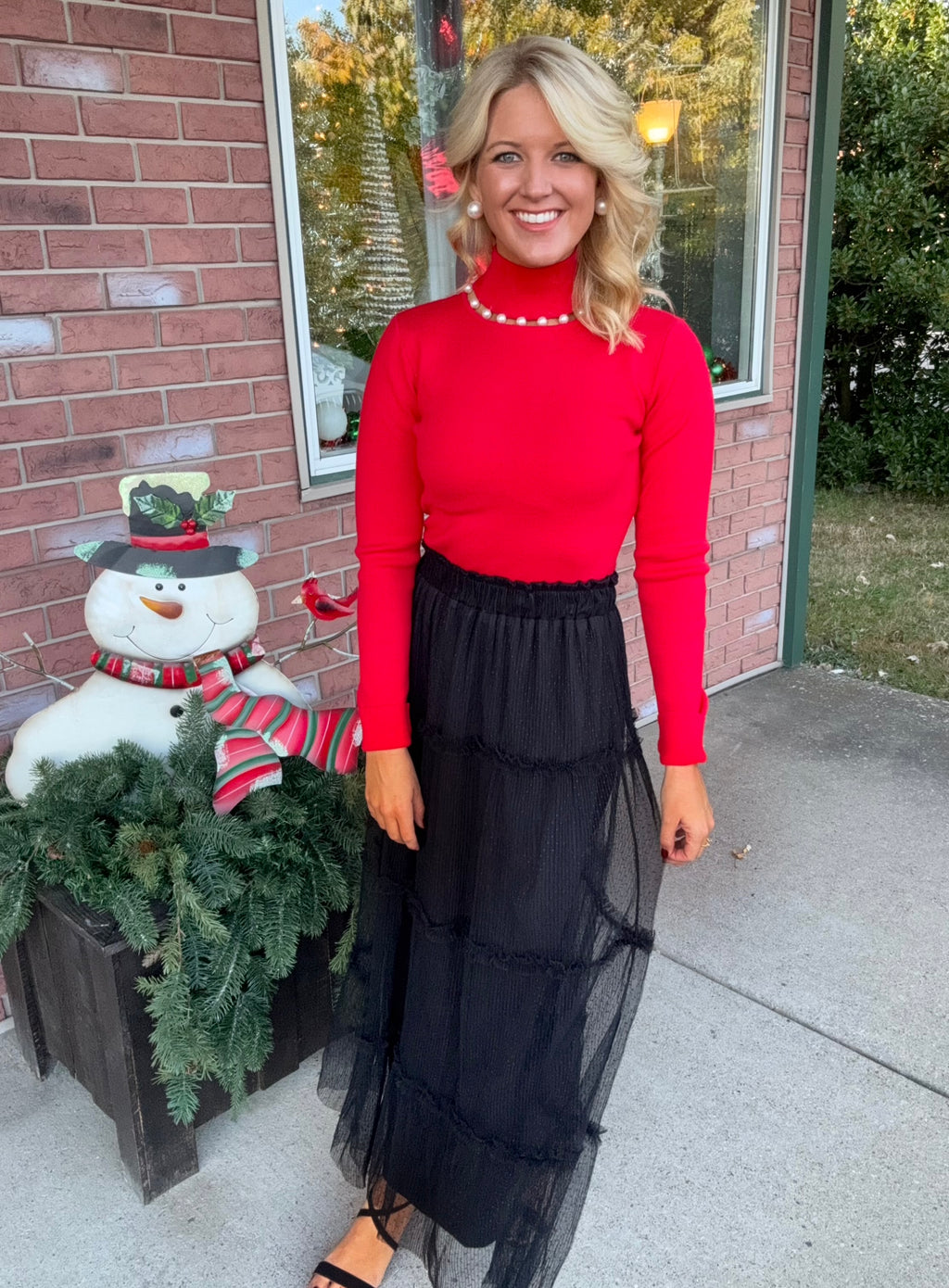 Polka Dot Tulle Midi Skirt