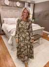 Floral Midi Dress with Cinched Waist