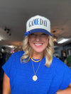 Royal Blue GAME DAY Custom Hat with Chain & Bead Details **PRE-ORDER**