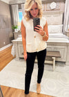 Sleeveless Sweater Vest with Gold Button Detail