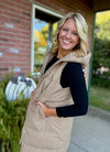 Camel Puffer Long Vest