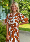Floral Print Midi Dress with Puff Sleeve Detail