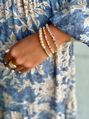 Champagne & Brown Beaded Bracelet