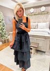 Plaid Tiered Ruffle Midi Dress