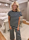 Navy & Cream Stripe Top & Pant Set