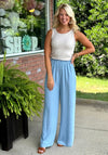 Light Denim Wide Leg Drawstring Pant