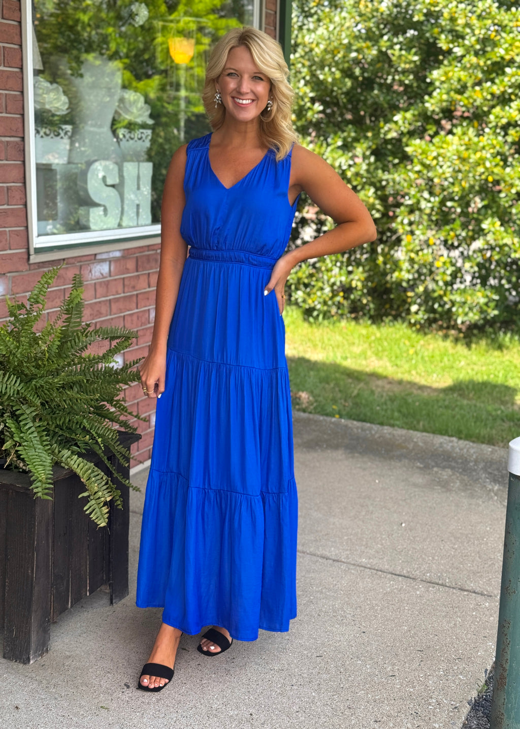 Royal Blue Pleated Maxi Dress