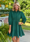 Green Ruffle Trim Textured Dress