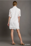 Off White Floral Lace Button Down Dress