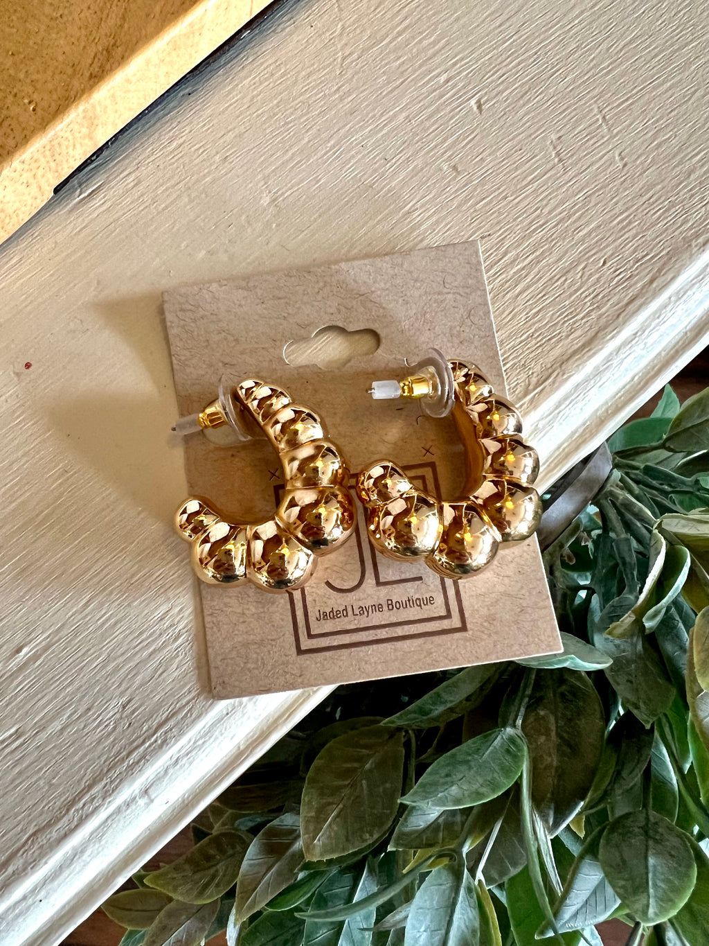 Thick Gold Textured Hoop Earring