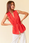 Coral Red Peplum Vest