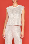 Champagne Sequin Pant & Muscle Top SET