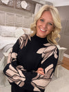 Black Flower Patterned Sweater