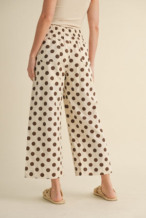 Brown Polka Dot Wide Leg Pant
