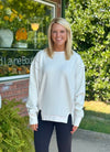 Sand Beige Ribbed Exposed Seam Pullover